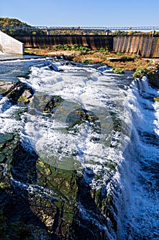 Cannon river waterfall and lake byllesby dam