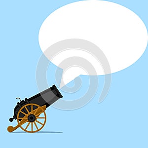 Cannon and speech bubble. Advertising business promotion. Marketing concept