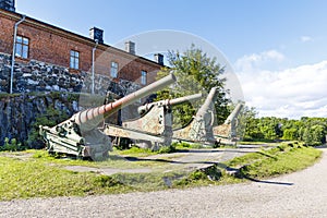 Cannon in Suomenlinna fortress area in Helsinki