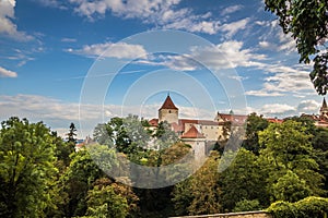 The Cannon Tower Daliborka in the area of Prague Castle in summer