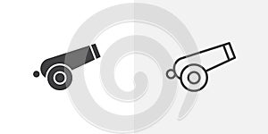 Cannon thin line vector icon set