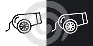 Cannon thin line vector icon set