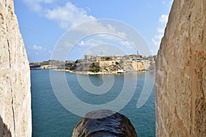 Cannon on a wall of Fort St Angelo, Birgu, Malta