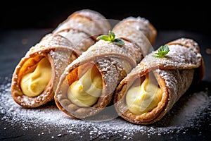 Cannoncini Pastry Italian Puffs Filled with Cream photo