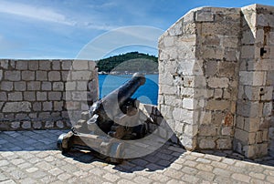 Cannons along the Old City Wall Fortress in Dubrovnik