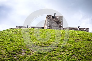 Cannons at Brimstone Hill Fortress on Saint Kitts.