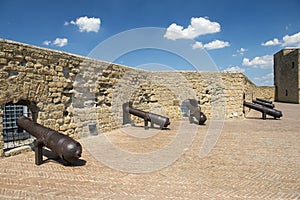 Cannons in Castel dell`Ovo, Naples, Italy