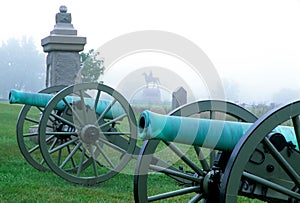 Cannons in a fog at gettysburg photo