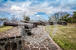 Cannons at Fort Hamilton, Bequia Island.