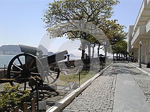 Cannons in Fort Main Street, Copacabana Fort Rio de Janeiro Brazil. photo