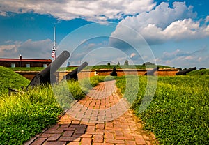 Cannons at Fort McHenry, Baltimore, Maryland.