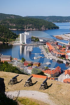 Cannons at Fredriksten Fort and Fredriksten view, Norway