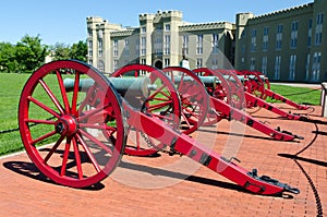 Cannons in front of Virginia Military Institute building