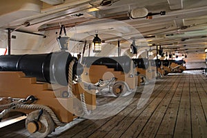 Cannons on a gun deck