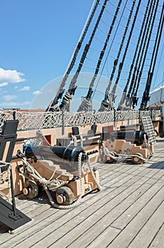Cannons on HMS Victory Portsmouth England