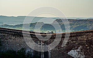 Cannons at Mehrangarh or Mehran Fort, located in Jodhpur, Rajasthan, India