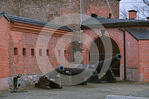 Cannons near the walls of the Friedrichsburg fortress. Kaliningrad, Russia.