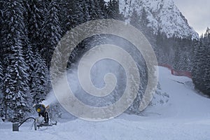 Cannons shoot snow