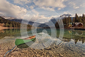 Canoe adventure on Emerald Lake