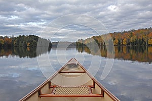 Canoe Bow on an Autumn Lake