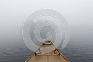 Canoe bow on a misty lake - Ontario, Canada