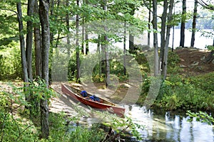 Canoe camping site in Frontenac Park, Ontario Canada