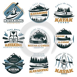 Canoe Kayak Emblem Set