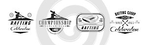 Canoe and Kayaking Sport Club Label and Emblem Vector Set