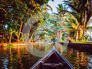 Canoe in Kerala backwaters