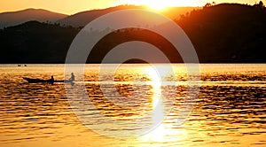 Canoe on lake