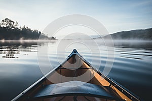 Canoe on a lake wooden boat kayak in water summer canoeing kayaking autumn travelling fresh calm still water rural