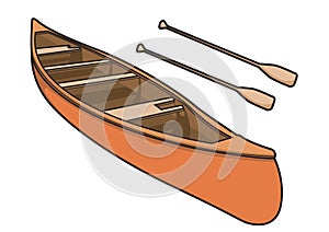 Canoe with Paddle Illustration