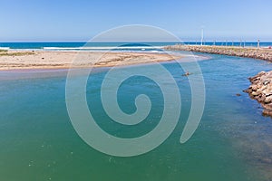 Canoe Paddler River Mouth Ocean Landscape