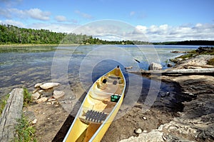 Canoe on the Shore of Wilderness Lake