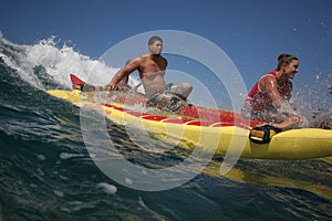 Canoe surfing at Makaha