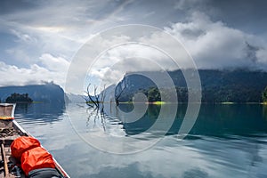 Canoe trip on Cheow Lan Lake, Khao Sok, Thailand photo