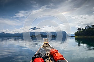 Canoe trip on Cheow Lan Lake, Khao Sok, Thailand photo