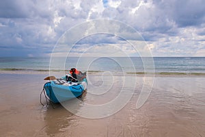 Canoe on the tropical beach