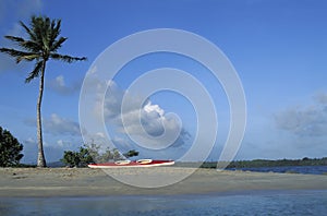 Canoe on tropical beach