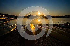 Canoe at wetland Putrajaya during sunset