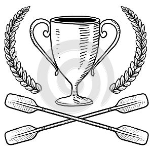 Canoeing or boating trophy sketch