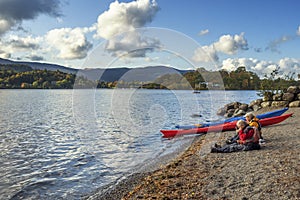 Canoeing on Derwent Water near Keswick