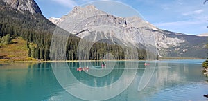 Canoeing on Emerald Lake British Columbia Canada