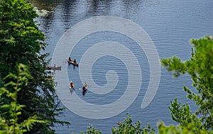 Canoeing on Fairy lake, Huntsville, Ontario, Canada