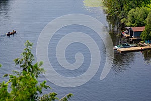 Canoeing on Fairy lake, Huntsville, Ontario, Canada