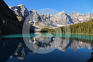 Canoeing on a lake in the Canadian Rockies