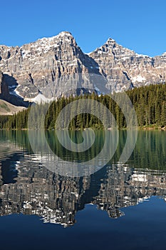 Canoeing on a lake in the Canadian Rockies