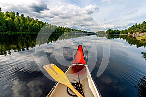 Canoeing on a lake in Sweden