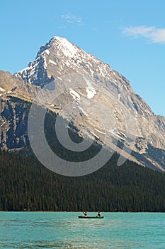 Canoeing on Maligne Lake in the Canadian Rockies