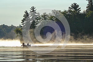 Canoeing on a misty morning